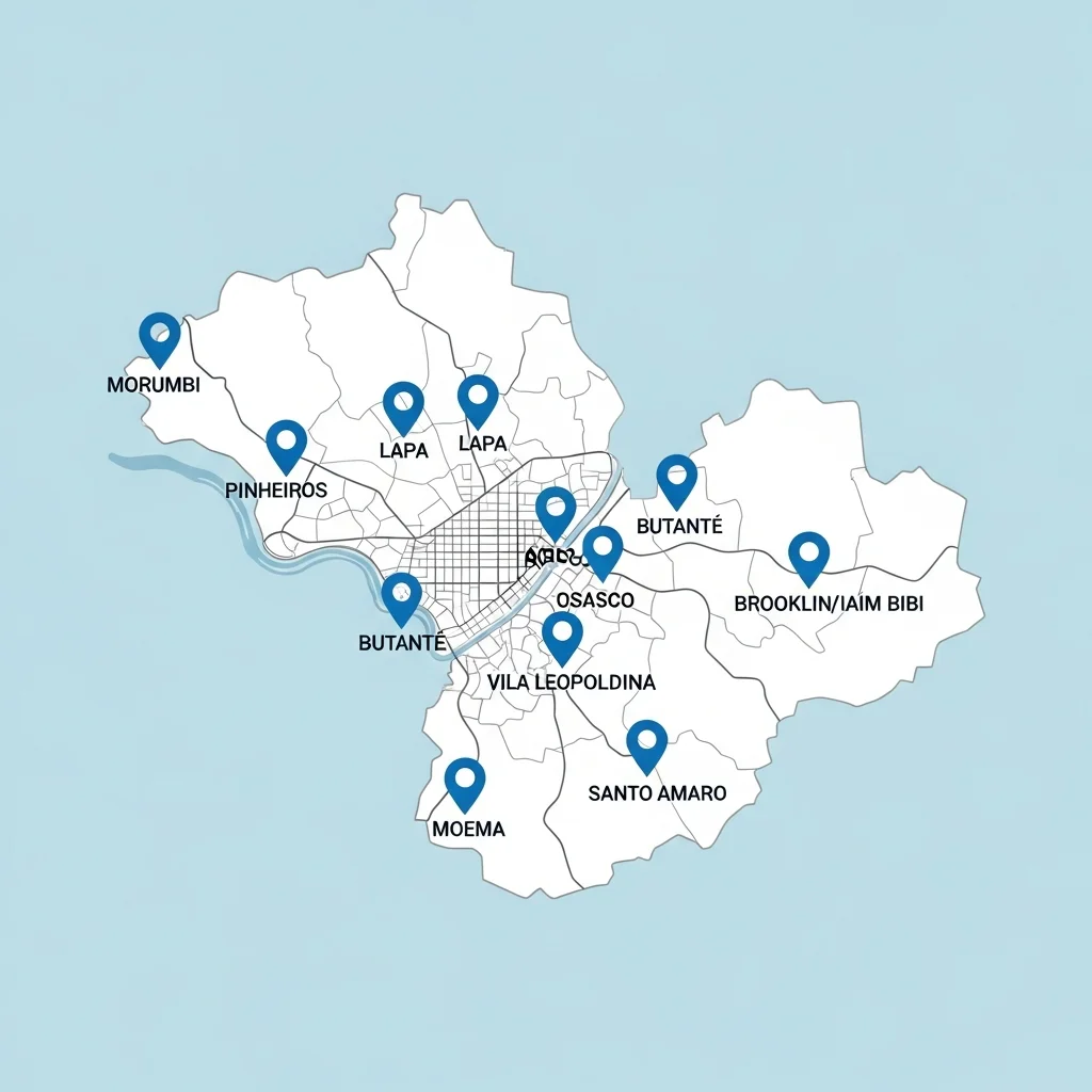 Mapa de cobertura do serviço de caminhão pipa Joseph Águas em São Paulo